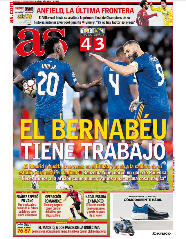 Las portadas que dejó el partidazo entre Manchester City y Real Madrid: “Milagro” y “sale vivo”