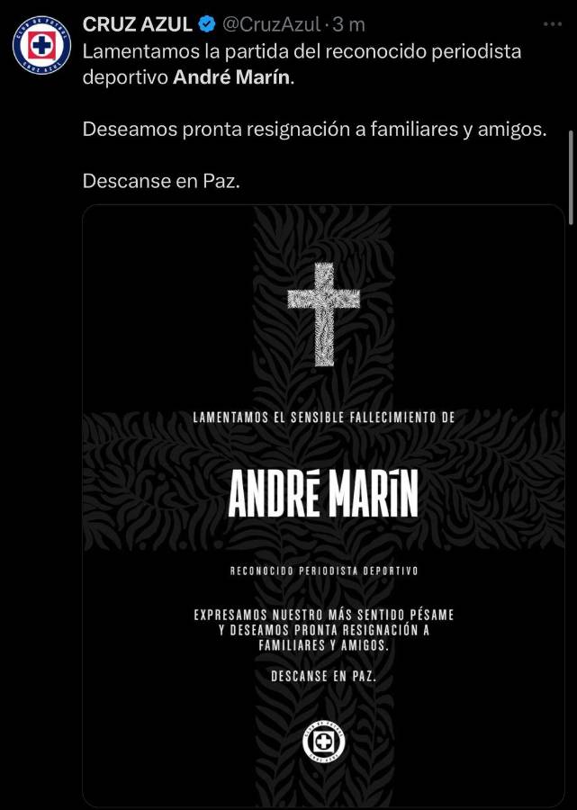 “Querido amigo...”: el último post de André Marín, mensaje de Faitelson y la despedida de los equipos mexicanos