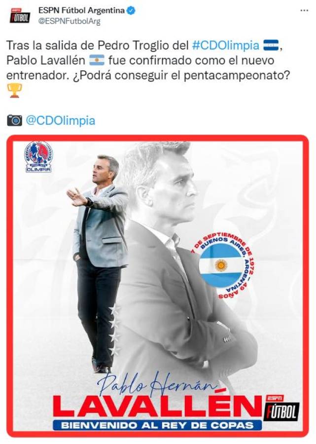 ¿Podrá conseguir el Penta? Así reaccionó la prensa de Honduras e internacional sobre la llegada de Pablo Lavallén a Olimpia