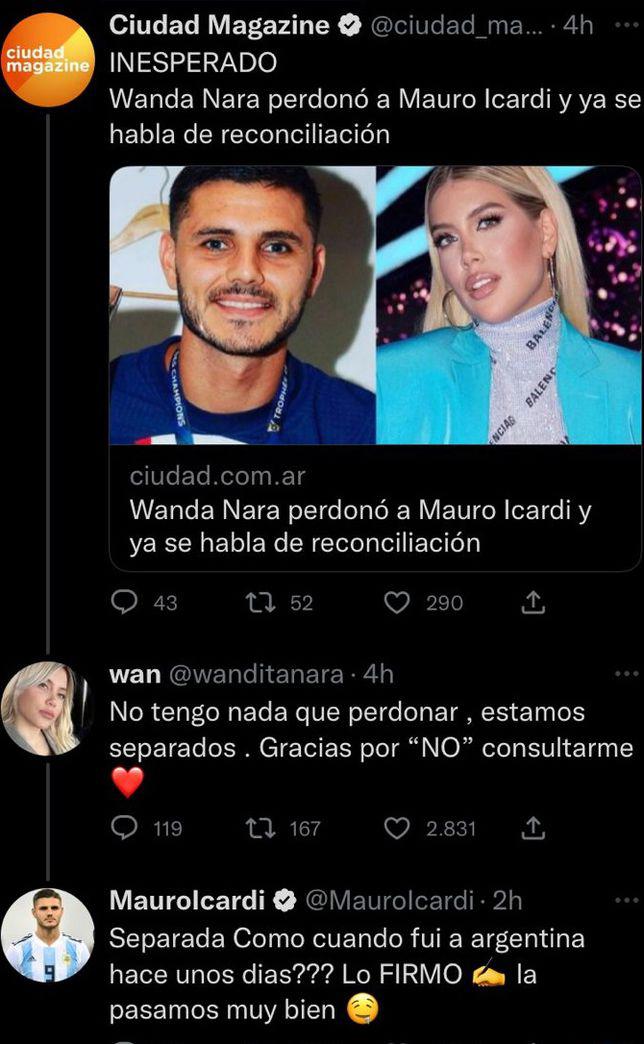 Mauro Icardi le saca los trapitos al sol: El áspero cruce entre Wanda Nara y el futbolista en Twitter