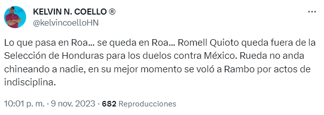Quioto fue dado de baja en la convocatoria de Honduras y esto dicen los periodistas: “Rueda no anda chineando a nadie”