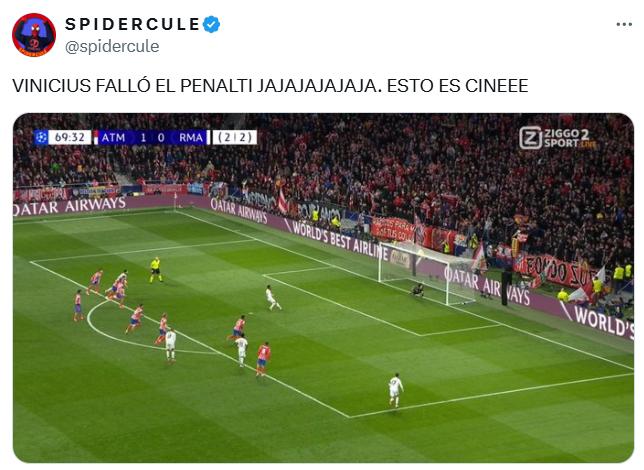 Vinicius erró un penal ante Atlético: los memes se cargan al brasileño tras su horrible disparo