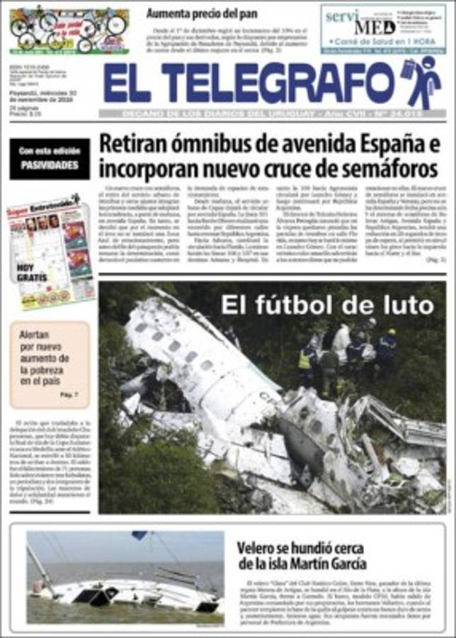 PORTADAS: ¡El mundo llora la tragedia aérea del Chapecoense!
