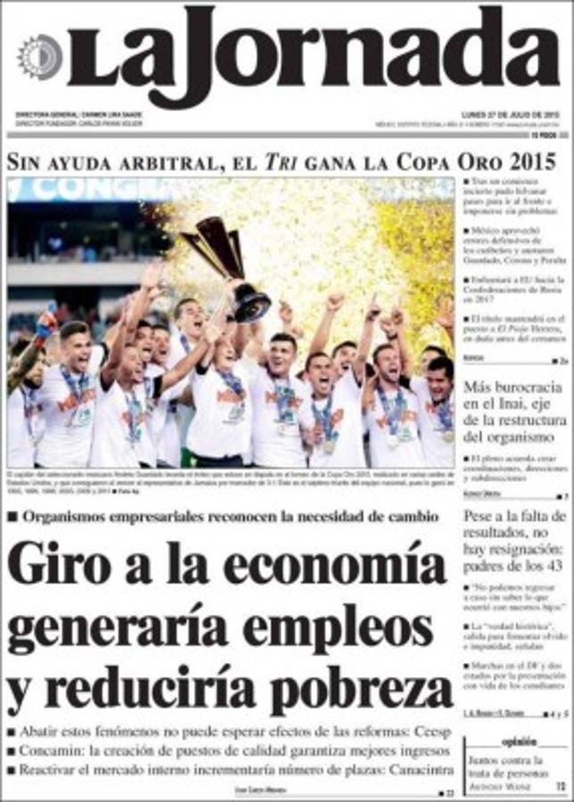 Portadas en México destacan el poco brillo de su Copa Oro