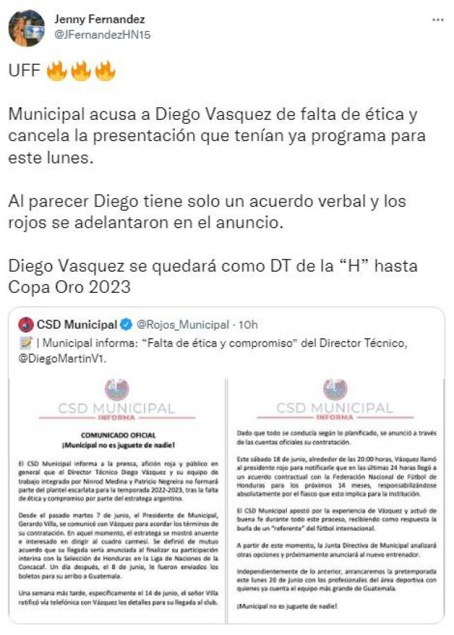 “Falta de ética y compromiso”: La dura reacción de la prensa luego de que Diego Vázquez dejara ‘plantado’ al Municipal por la selección de Honduras