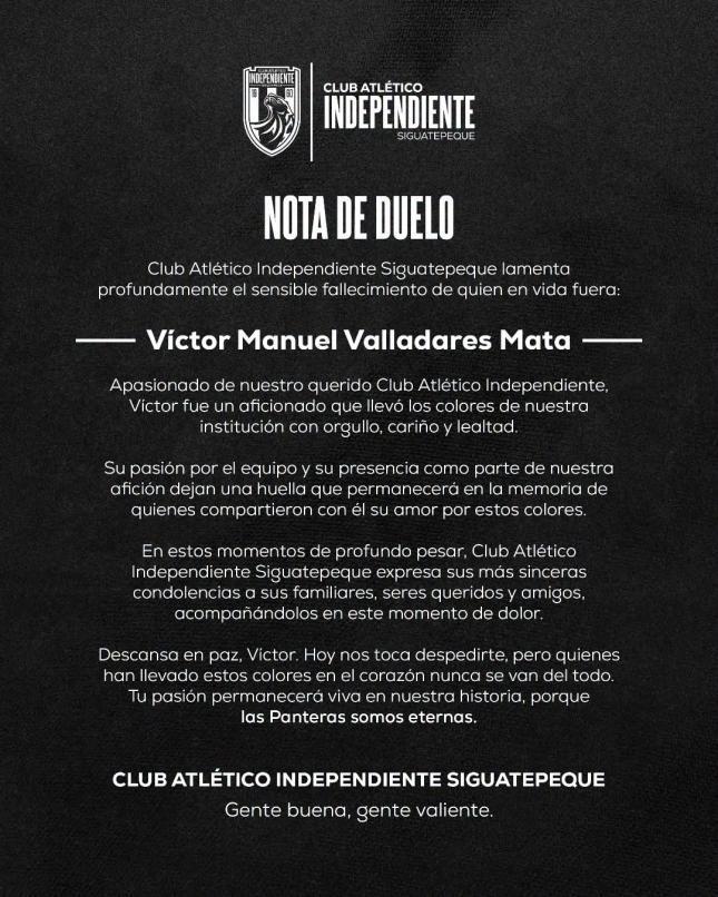 Asesinan a aficionado cuando iba al Independiente vs Motagua y club emite comunicado