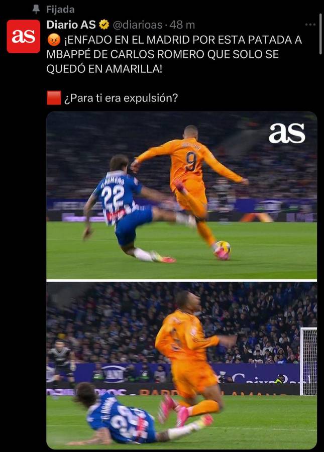 “Terrorífico arbitraje” “ya se acabó el ciclo de Ancelotti”: la prensa reacciona a la roja no sacada en el Espanyol-Real Madrid