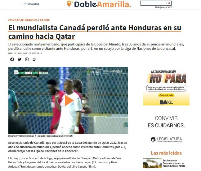 Se quejan del césped y ¿se acabó la dinastía?: Así reaccionó la prensa internacional tras el triunfo de Honduras sobre Canadá
