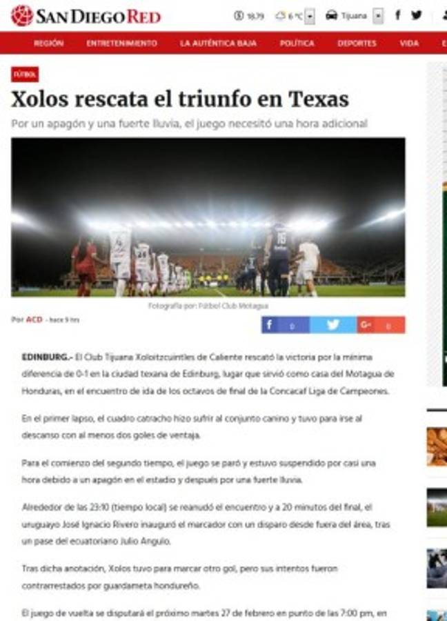 Prensa Mexicana: 'Ladraron los perros' y 'Xolos mordió al Motagua'