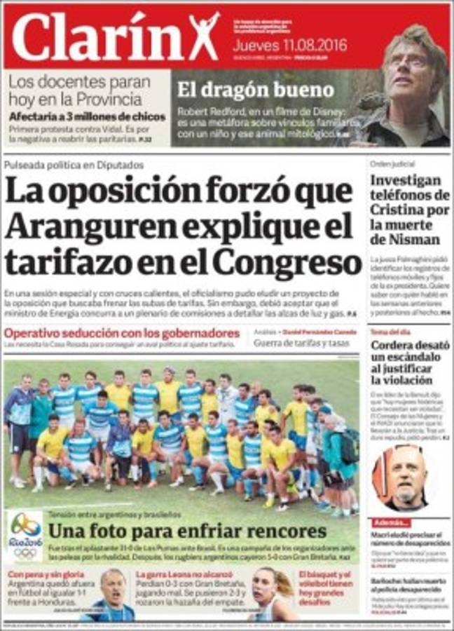 PORTADAS: Argentina llora; Honduras ríe y celebra la clasificación a cuartos de Rio-2016