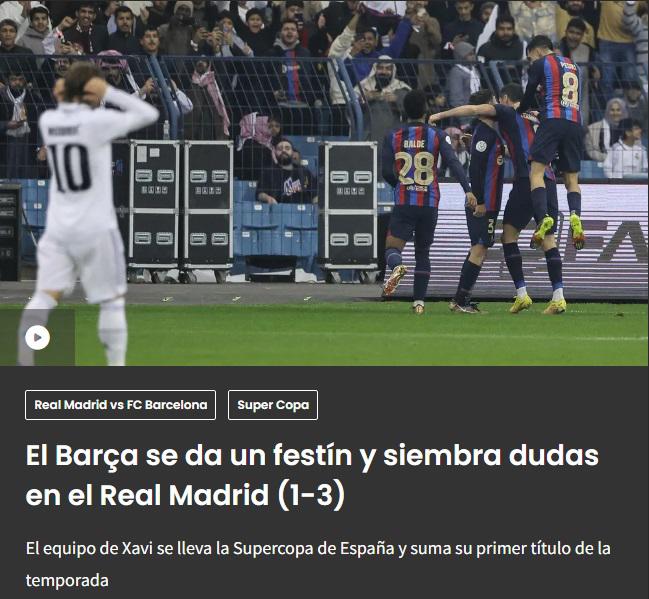 “Baño árabe”, “Barcelona devora al Real Madrid”: Prensa internacional reacciona tras el título del Barça en la Supercopa