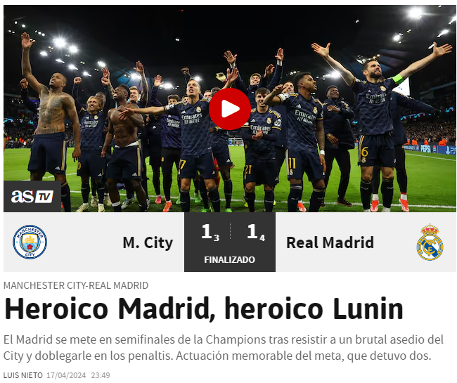 ”No tiene sentido”: lo que dicen los jugadores y medios del triunfo del Real Madrid sobre el City en Champions