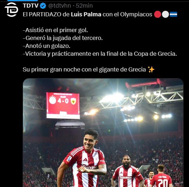 “Para nada es acomodado”, “Está de vuelta”: Prensa se rinde con el golazo de Luis Palma con Olympiacos de Grecia