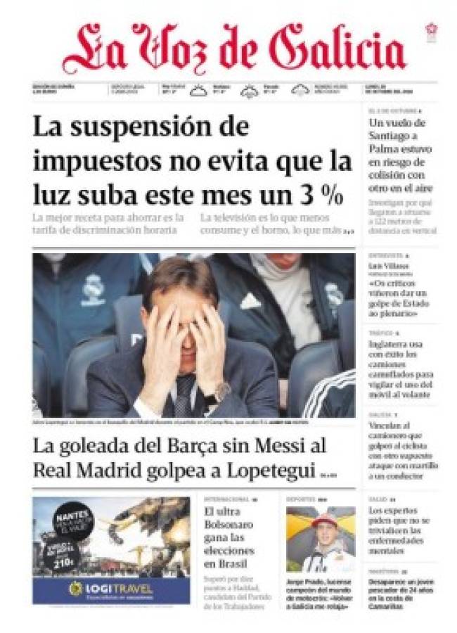 Portadas: La prensa 'atiza' al Real Madrid de Julen Lopetegui tras el clásico
