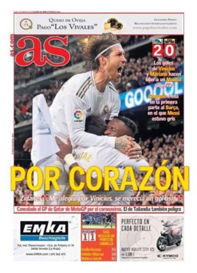 Así vienen las portadas por el mundo tras el triunfo del Real Madrid en el clásico