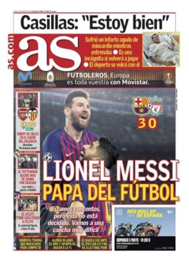 Messi se roba las portada del mundo tras su exhibición contra el Liverpool en Champions