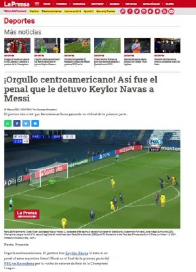 'Gigante y Mejor de la Historia de Concacaf': Lo que dice la prensa de Keylor Navas tras pararle penal a Messi