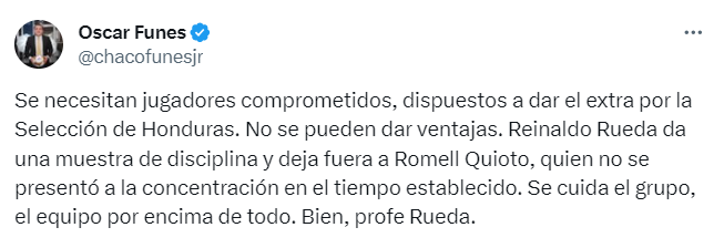 Quioto fue dado de baja en la convocatoria de Honduras y esto dicen los periodistas: “Rueda no anda chineando a nadie”