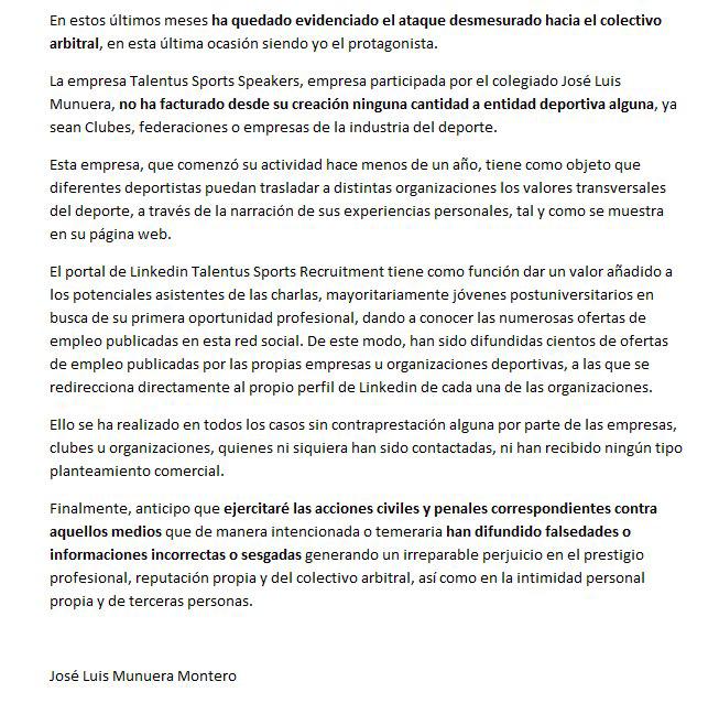 “Ejercitaré las acciones civiles y penales correspondientes contra aquellos medios que de manera intencionada o temeraria han difundido falsedades o informaciones incorrectas o sesgadas”.