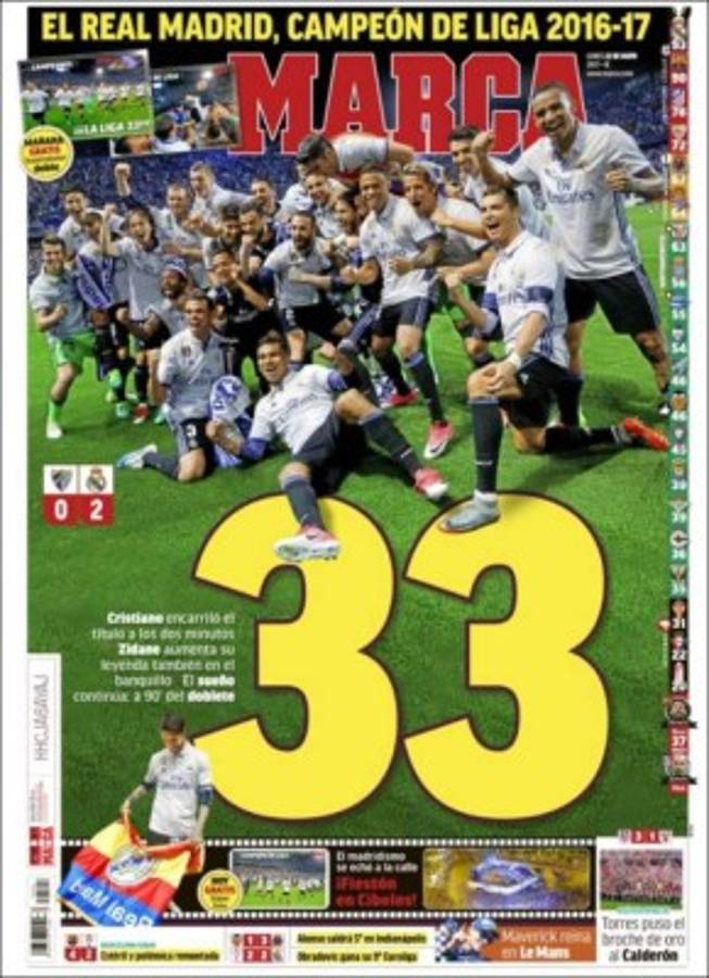 Los diarios deportivos del mundo se rinden al Madrid tras ganar la Liga 33 en su historia
