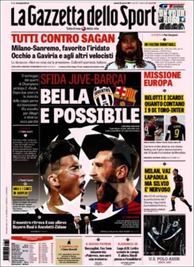 Portadas de hoy: Espectaculares cuartos de final de la Champions League.
