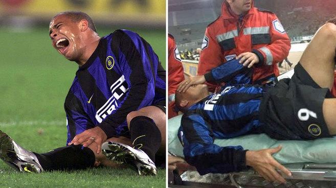 Ronaldo regresaba a las canchas con el Inter, pero su rodilla volvió a fallar y se marchó entre lágrimas.