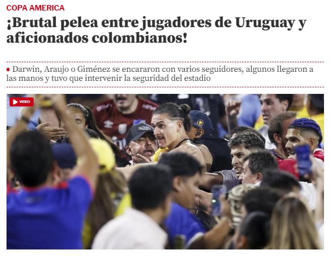 Darwin Núñez se peleó con la afición de Colombia y así reacciona la prensa: “Lo que hizo fue defender a su familia”