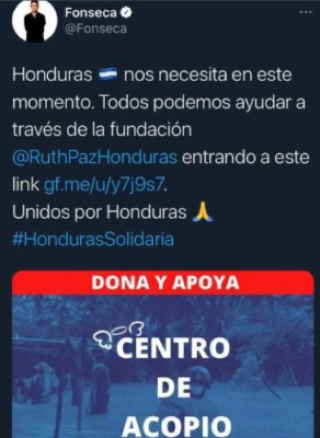 Figuras hondureñas y otros famosos que están ayudando a Honduras tras la desgracia que dejó Eta