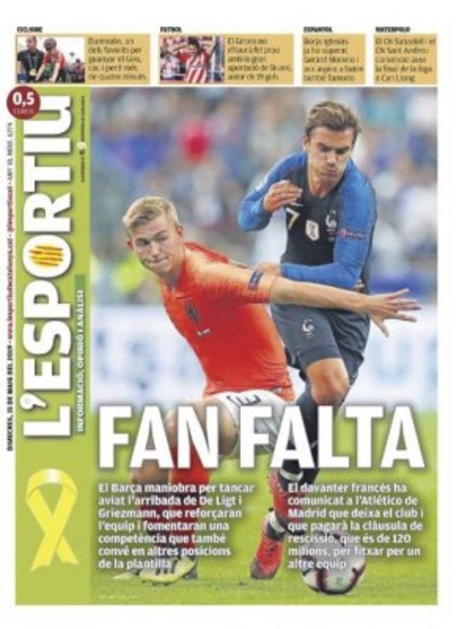 Griezmann se roba las portadas tras anunciar su salida del Atlético de Madrid