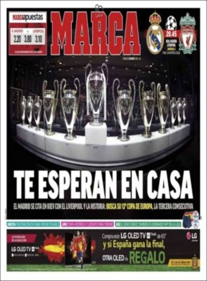¡Espectaculares! Las portadas de la final de Champions League entre Real Madrid y Liverpool