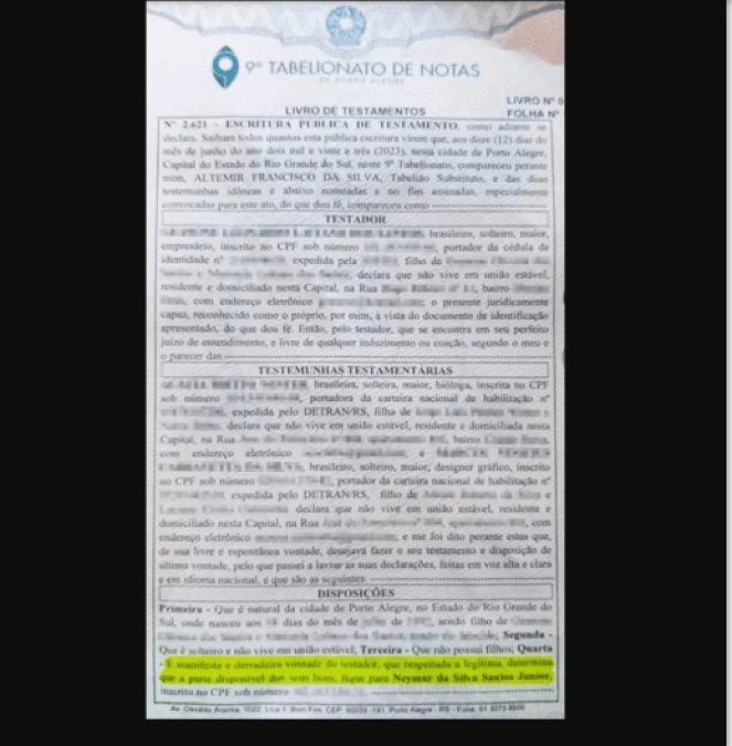 La insólita razón por la que un aficionado deja todos sus bienes a nombre de Neymar: Así es el testamento que firmó