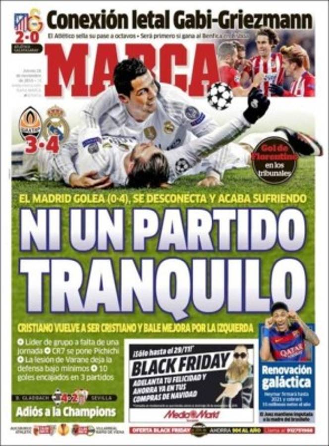 Portadas de los diarios más importantes del mundo deportivo