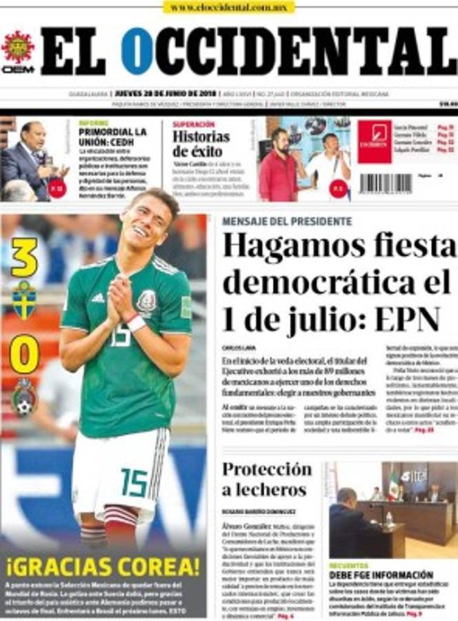Así vienen hoy las portadas de los diarios de México: 'Humillados avanzamos' y '¡Que viva Corea!'