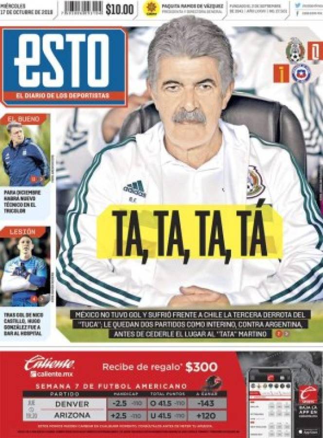 La prensa mexicana arremete contra su selección por perder contra Chile