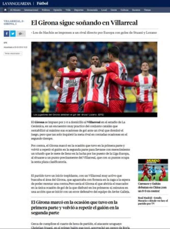 Prensa Española se rinde ante Choco Lozano tras 'maravilla' ante Villarreal