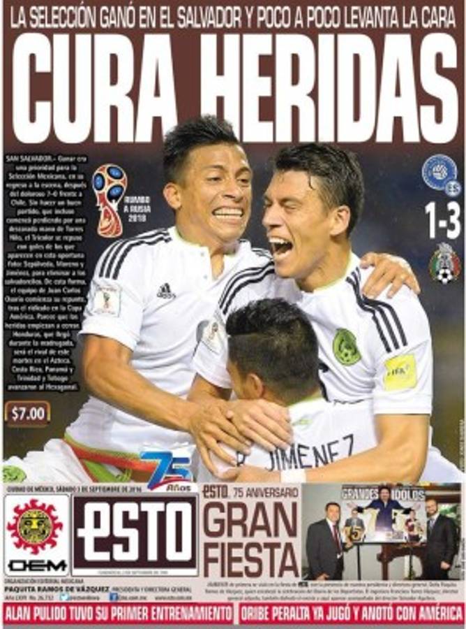 Portadas: Tristeza y dramatismo en El Salvador; en México, poca euforia