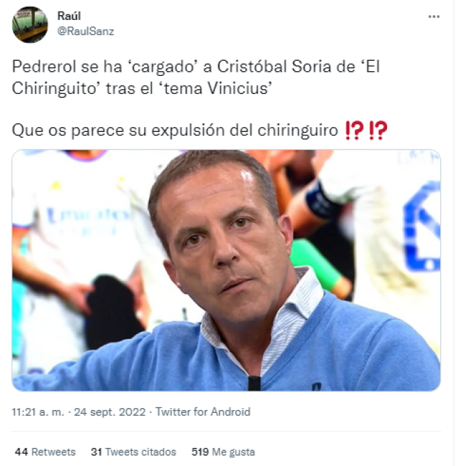 ¿Cristóbal Soria fue despedido de ‘El Chiringuito’? Sus sorpresivas publicaciones y la reacción de Pedrerol por su ausencia