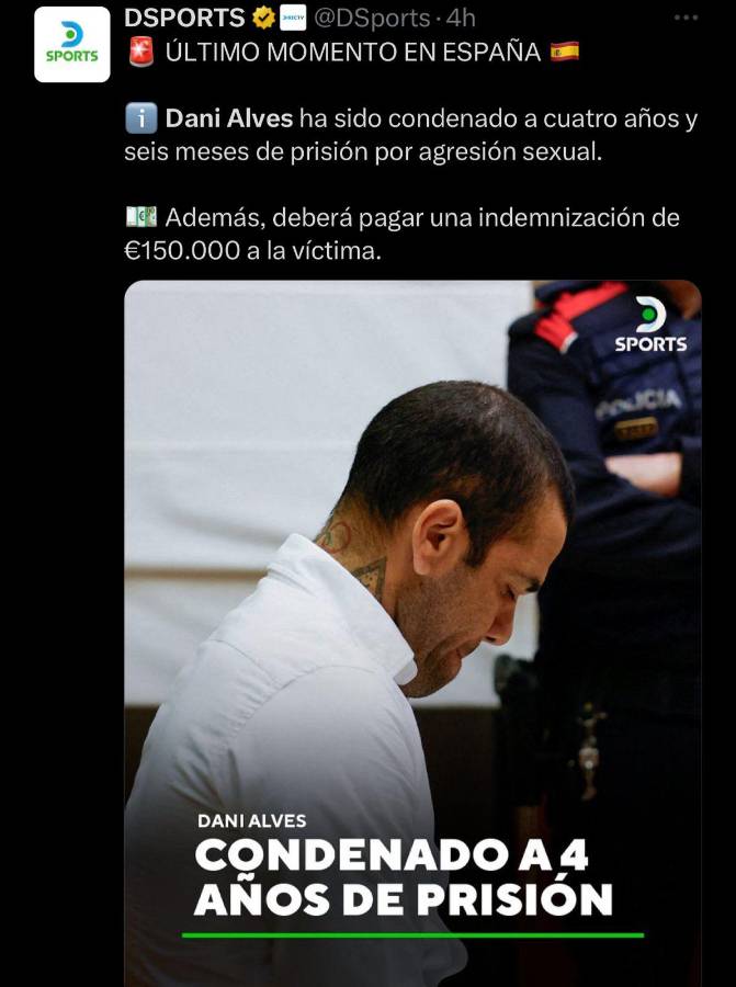 “Ser rico da el privilegio de violar”, “Rubiales irá a 7 años por un beso”: las reacciones en redes tras la condena de Dani Alves