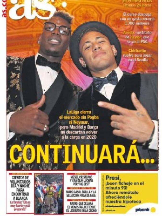 Keylor Navas y Neymar, protagonistas de las portadas en la prensa mundial tras el cierre del mercado de fichajes