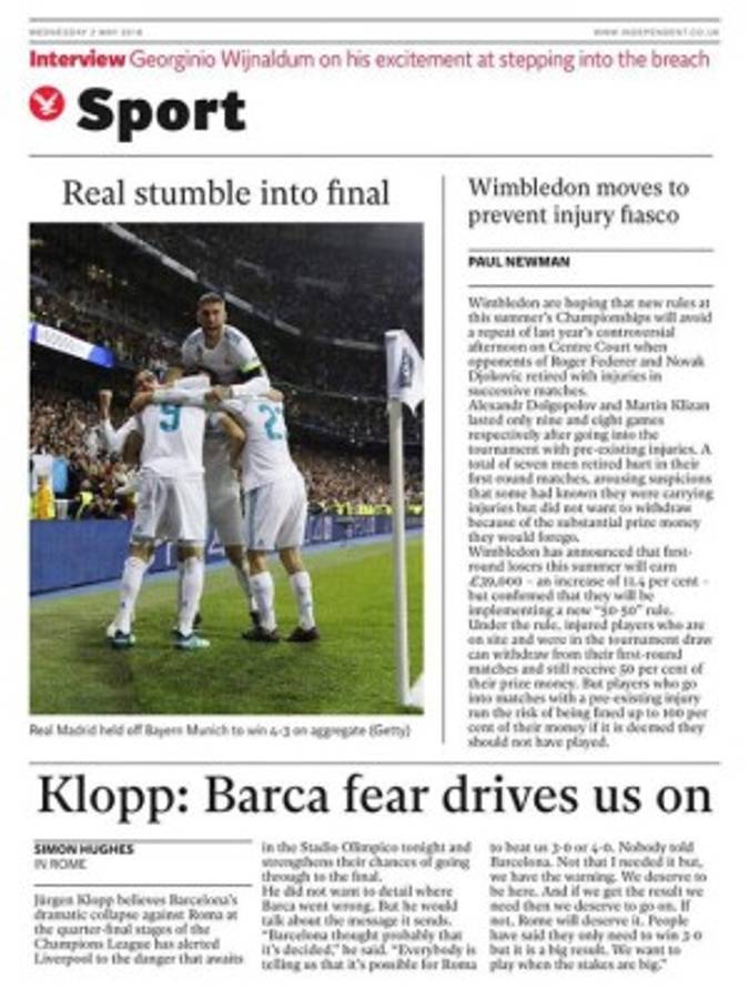 Las portadas sobre el pase a la final del Real: Así, así, así se clasifica el Madrid