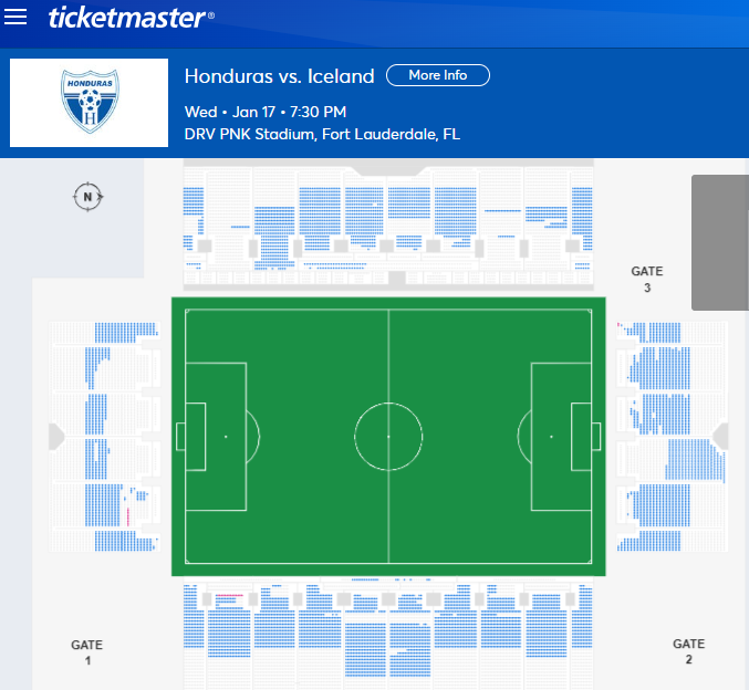 Así marcha la venta de boletos para el Honduras vs Islandia en TicketMaster.