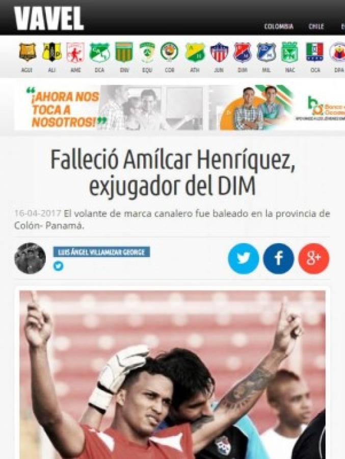 Así reaccionaron los medios por la muerte del jugador Amílcar Henríquez
