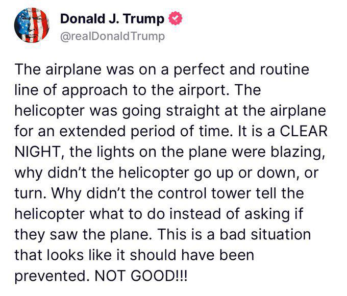 La dura reacción de Trump tras terrible accidente entre un avión y helicóptero en Washington: ¿cuántos víctimas hay?
