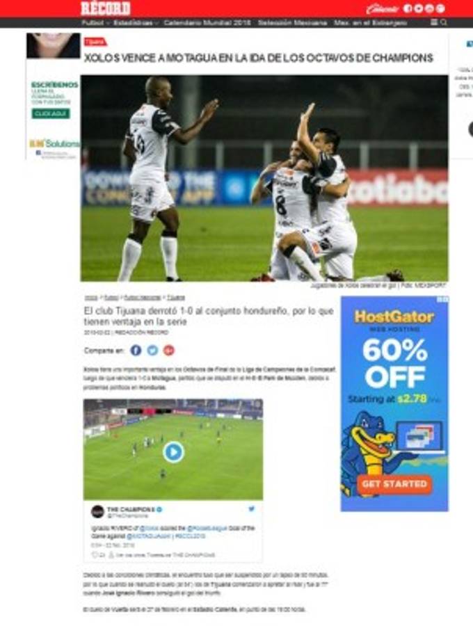 Prensa Mexicana: 'Ladraron los perros' y 'Xolos mordió al Motagua'