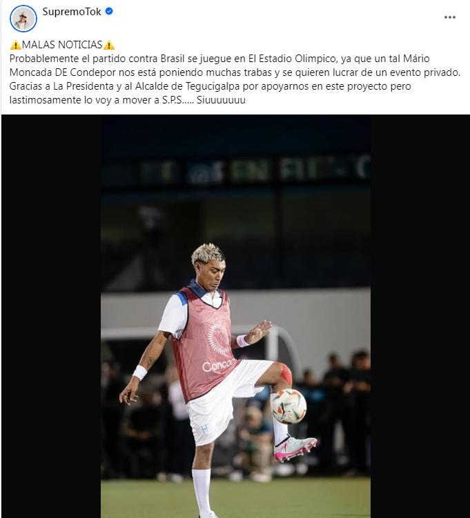 Giro inesperado: Supremo confirma el estadio donde se jugará la revancha entre Honduras y Brasil