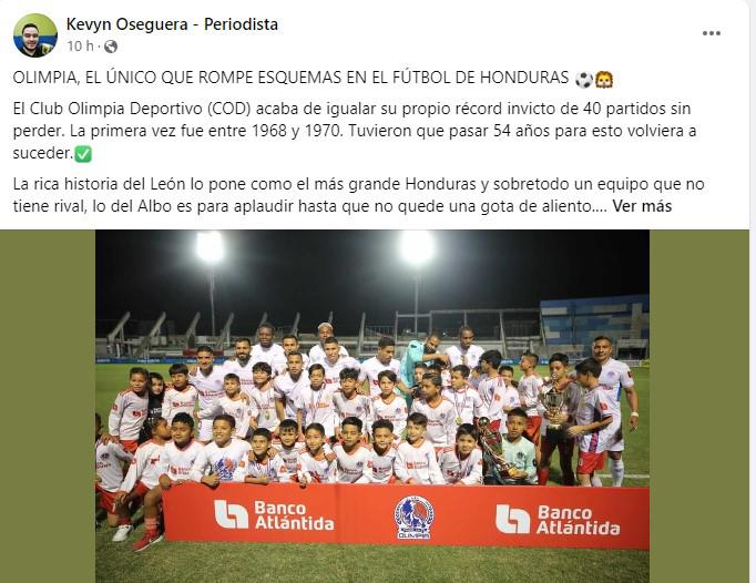 Lo que dice la prensa de Honduras del Olimpia y el impresionante récord que igualó: “De época e incomparable”