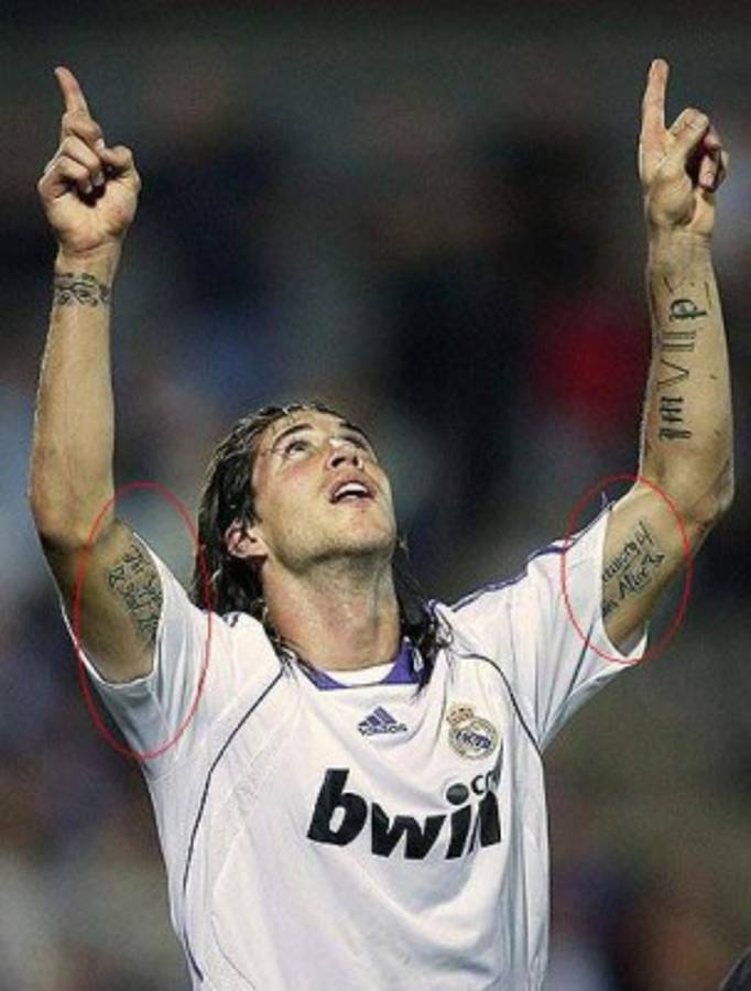 Los espectaculares tatuajes del capitán del Real Madrid, Sergio Ramos