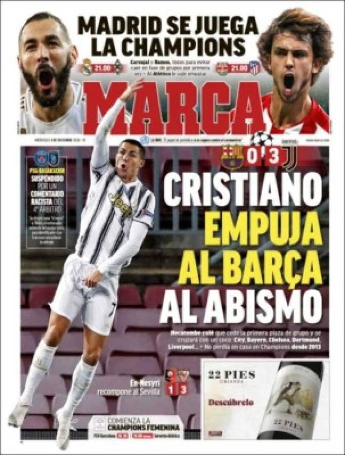 'El rey es Cristiano': Las portadas del mundo se rinden a Ronaldo tras vencer a Messi en Champions
