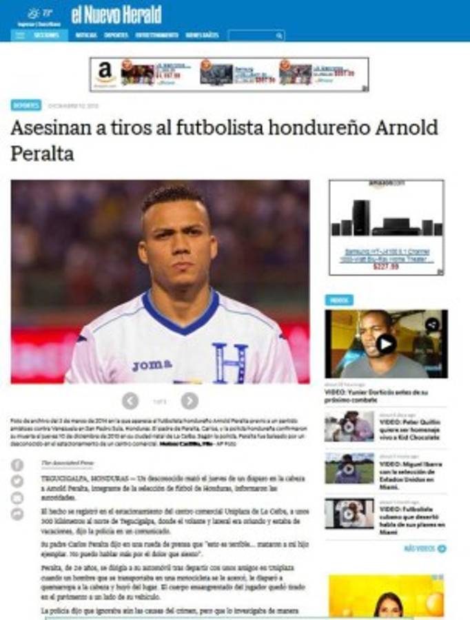 Honduras, en boca de todo el mundo por asesinato de Arnold Peralta