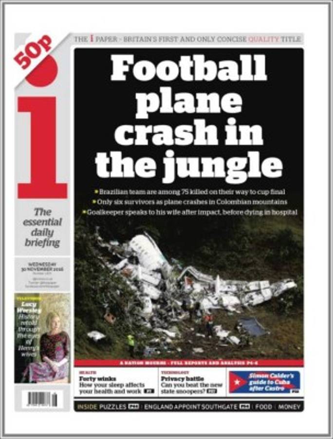 PORTADAS: ¡El mundo llora la tragedia aérea del Chapecoense!